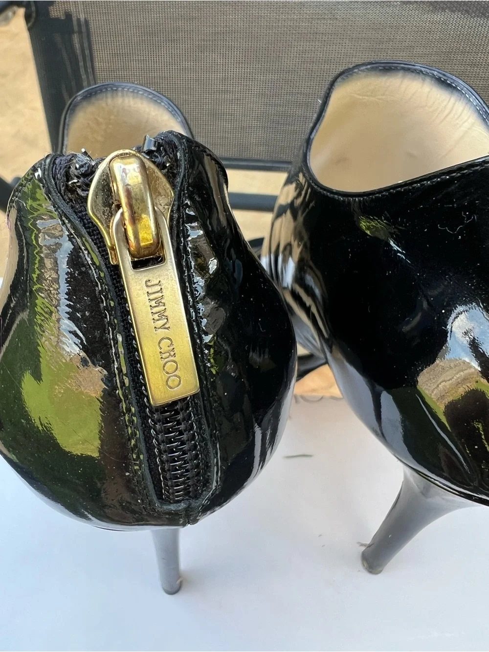 Jimmy Choo “Private” Black Patent Platform Sandals – Size 40 🖤